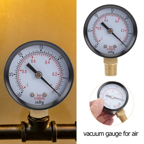 Utility Vacuum Pressure Gauge for Air Compressor Water Oil Gas 0-30HG - Picture 3 of 12