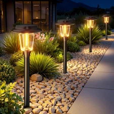 Solar Pathway Lights Outdoor, 8 Pack Modern Brighter Solar Powered Landscape Pat