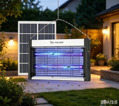 3600mAh 4000V USB Insektenvernichter mit Solarpanel, 2 LED UV-Licht tragbar