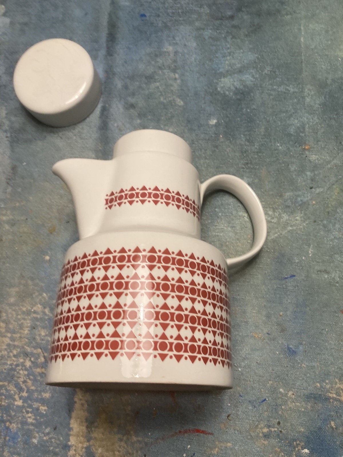 Vintage Irish, Arklow ironstone coffee pot red pattern