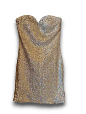 Fredericks of Hollywood Silver Holographic Sequin Strapless Dress Women's MEDIUM