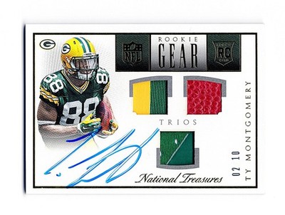 Ty Montgomery 2015 National Treasures /10 RC Auto Triple Relic Rookie Gear