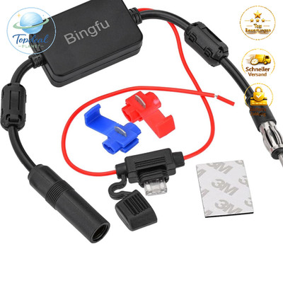 FM Signal Booster Antenne Verstärker 12V 2m Kabel für Autoradio LKW SUV