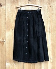 Investments Vintage Black Button Up Suede Midi Skirt Sz 8