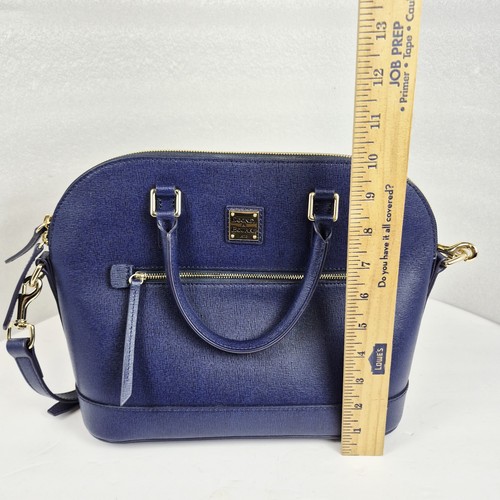 Dooney & Bourke Saffiano Leder Reißverschluss Umhängetasche Handtasche blau gold Hardware Crossbody - Bild 20 von 20