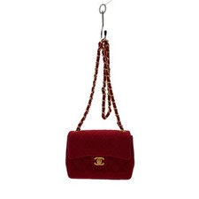 Chanel T Mini Matelasse Chain Shoulder Bag Cotton RED y1 1219