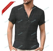 Mens Kurta Traditional Wear Cotton Shirt Kurta Mens Wear Half Sleeve Kurta