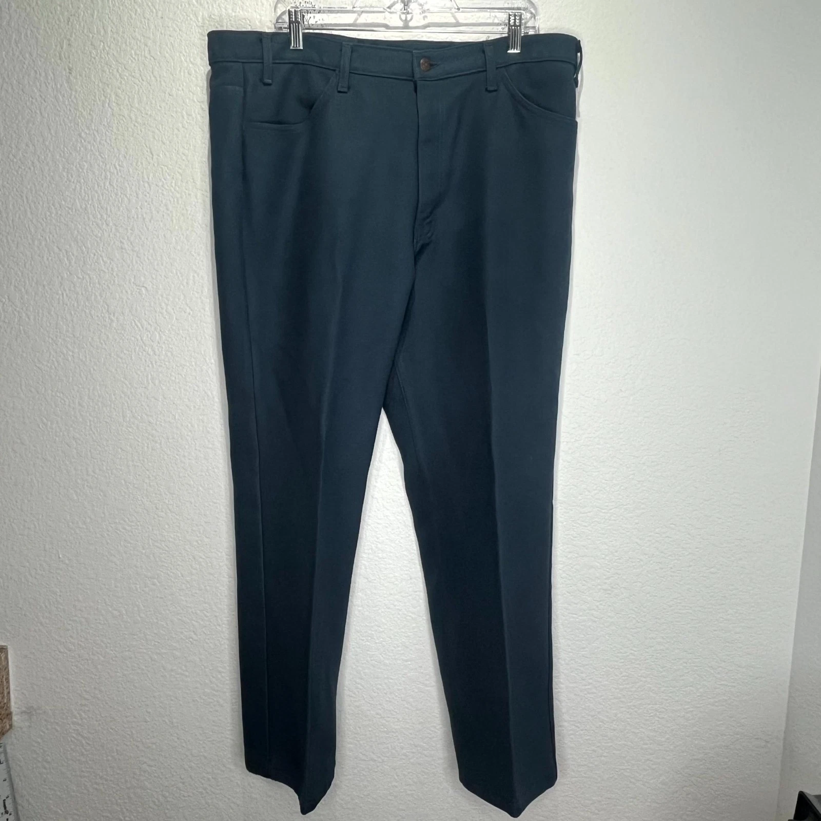 Vintage 90s Levi’s Men’s Dress Slacks 40x30 Navy Blue Polyester Pants Made n USA