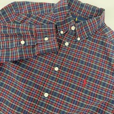 Ralph Lauren Boys Size Large 14-16 Long Sleeve Button Down Shirt Plaid Pony