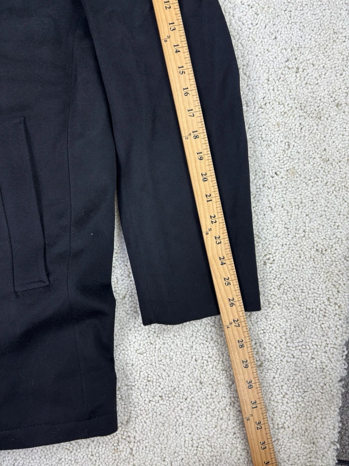 Loro Piana Coat Mens 44R Black Wool Jacket Flannel Long Italy Overcoat Tom James - Image 4 of 4