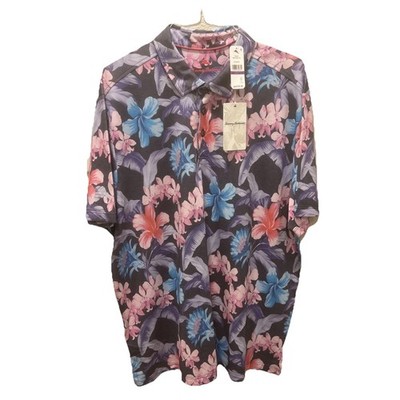 NEW Tommy Bahama~XXL~Men's Polo Shirt Ohana Floral Maritime