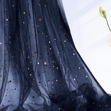 Horbaunal Navy Blue Glitter Tulle Fabric Rolls, 10 Yard, Star Moon Sequin ...