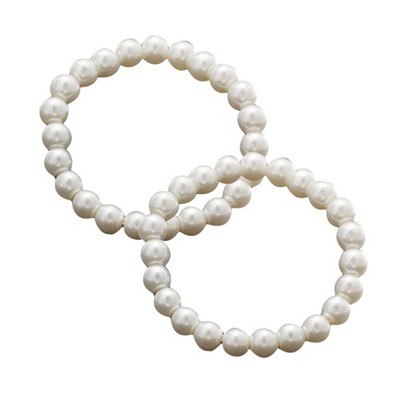 2pieces Simple White Round Imitation Pearls Bracelets Jewelry for Christmas