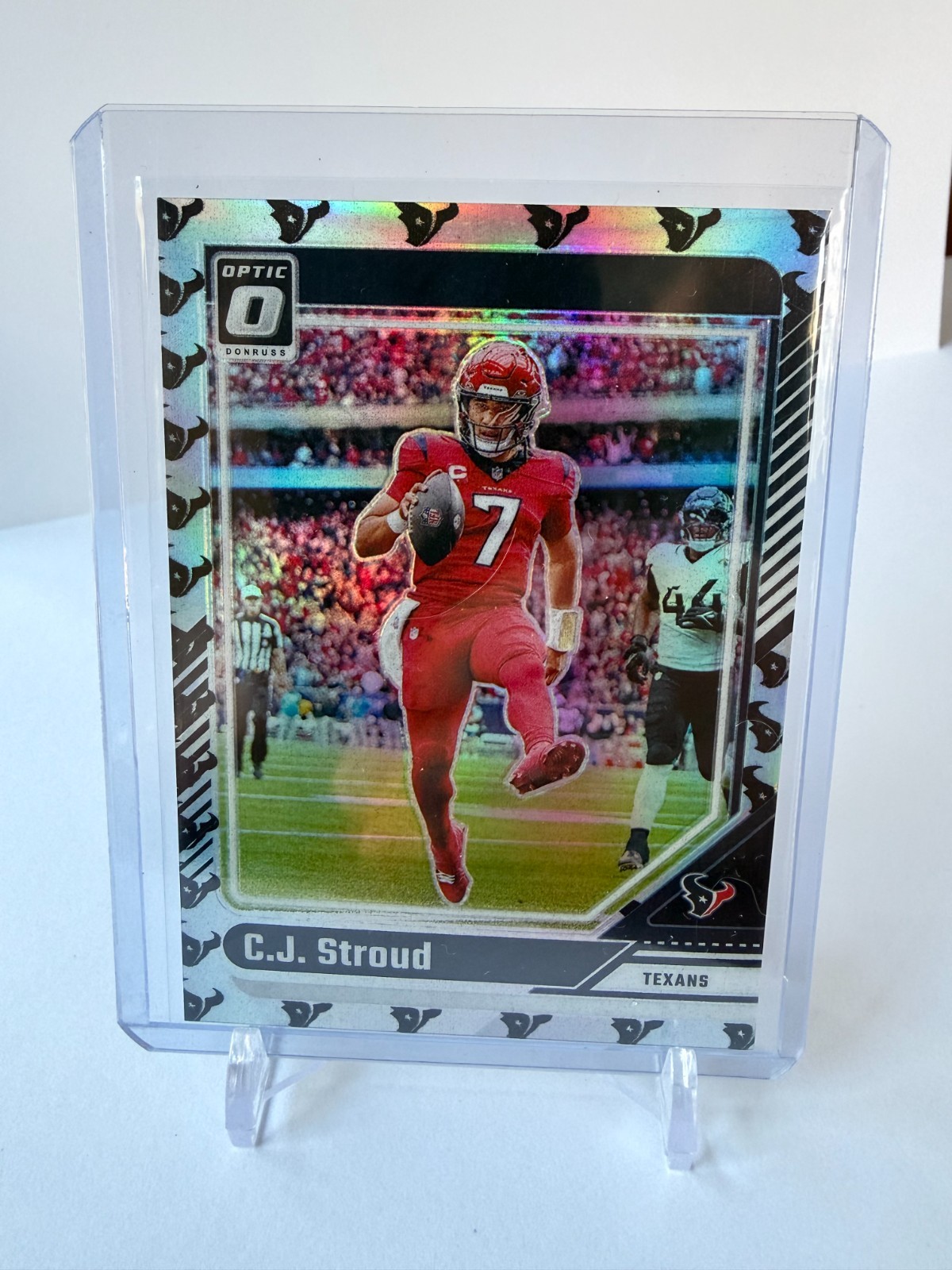 2024 Optic CJ STROUD Team Logo /32 SSP Silver Holo Prizm Card Texans #76