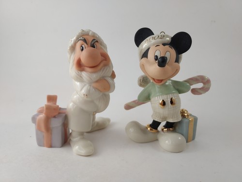 Lot Lenox Disney Christmas Ornaments Mickey Minnie Grumpy 2002 2003 2004 2005 - Picture 3 of 19