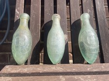 3 antique vintage Torpedo Bottles Clayton Brothers Pimlico. 1890s (set of 3)