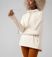 Athleta Cozy Karma 1/4 Zip Hoodie Top Chantilly Cream SIZE SMALL NEW 632053