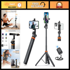 62" Phone Tripod  Selfie Stick with Remote - Extendable Cell Phone Stand, Compa