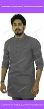 Mens Kurta Cotton Fabric Indian Ethnic Dress Mens Tunic Kurta Plain Free Ship
