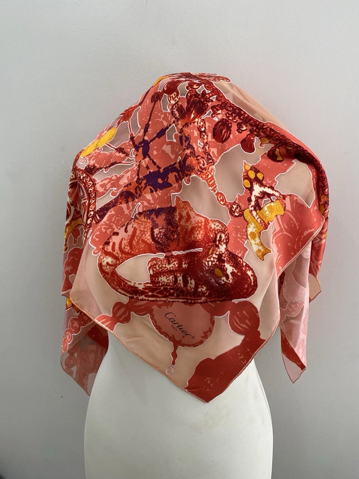 S36# Cartier Multicolore Silk Scarf 34 Inch Made In Italy  - Image 3 of 4