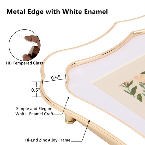 High-End Zinc Alloy 5x7'' White Picture Frame - Classic Vintage Scalloped Des... - Picture 5 of 9