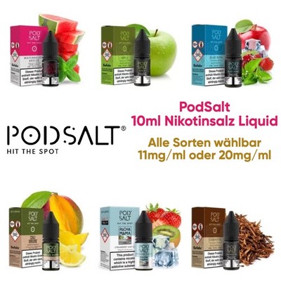 PodSalt eLiquid 10ml eLiquid mit 11mg oder 20mg Nikotinsalz Nicsalt Pod Salt