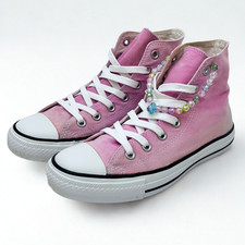 Converse Chuck Taylor All Star Hi Pink Canvas High Top Sneakers M6 / W8 Beaded