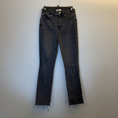 Madewell Women's Tall 26T Straight Jeans Dark Wash Gray Denim Cotton 5-Pocket