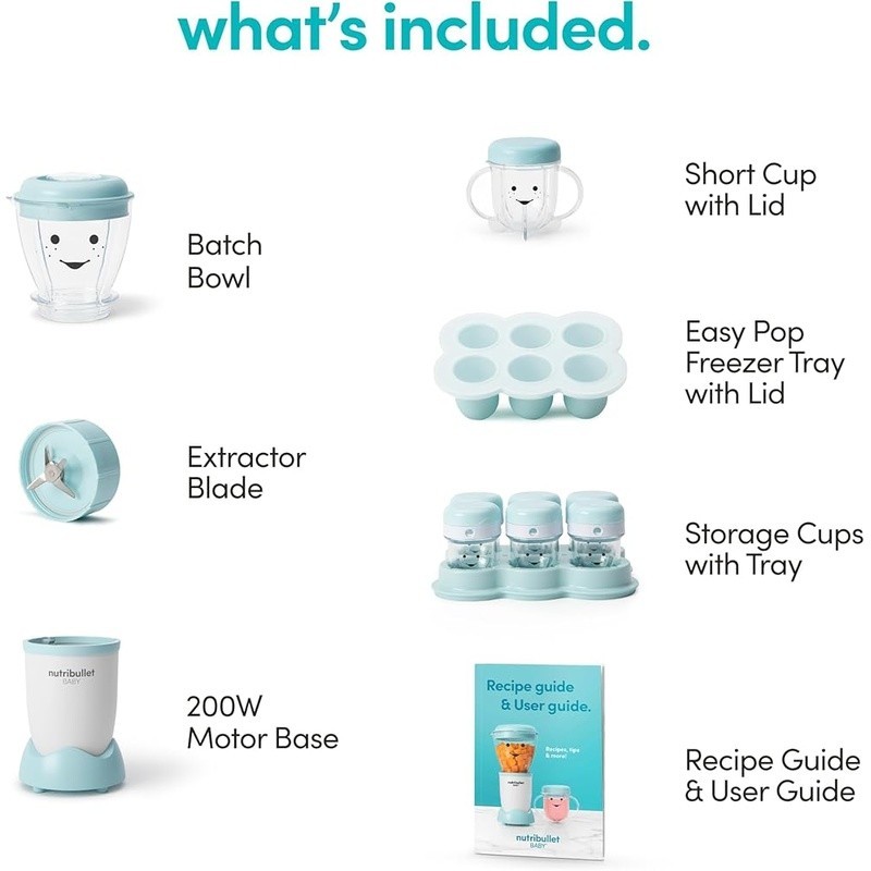 Portable Baby Food Maker Blender Set W/ Storage Containers & Recipe Book New