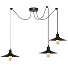 Pendant Light Black Metal 3-Head Cone Shades Adjustable Cord Ceiling Lamp E27 UK