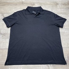 Etiqueta Negra Polo Shirt Mens Medium Black Pima Cotton Solid Short Sleeve Top