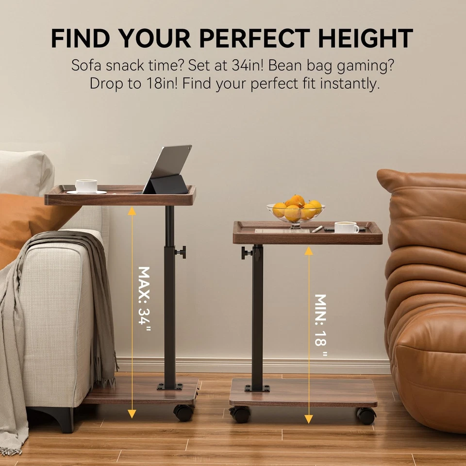 C Table End Table Adjustable Height, 360°Swivel TV Tray Table for Small Space... - Image 4 of 4