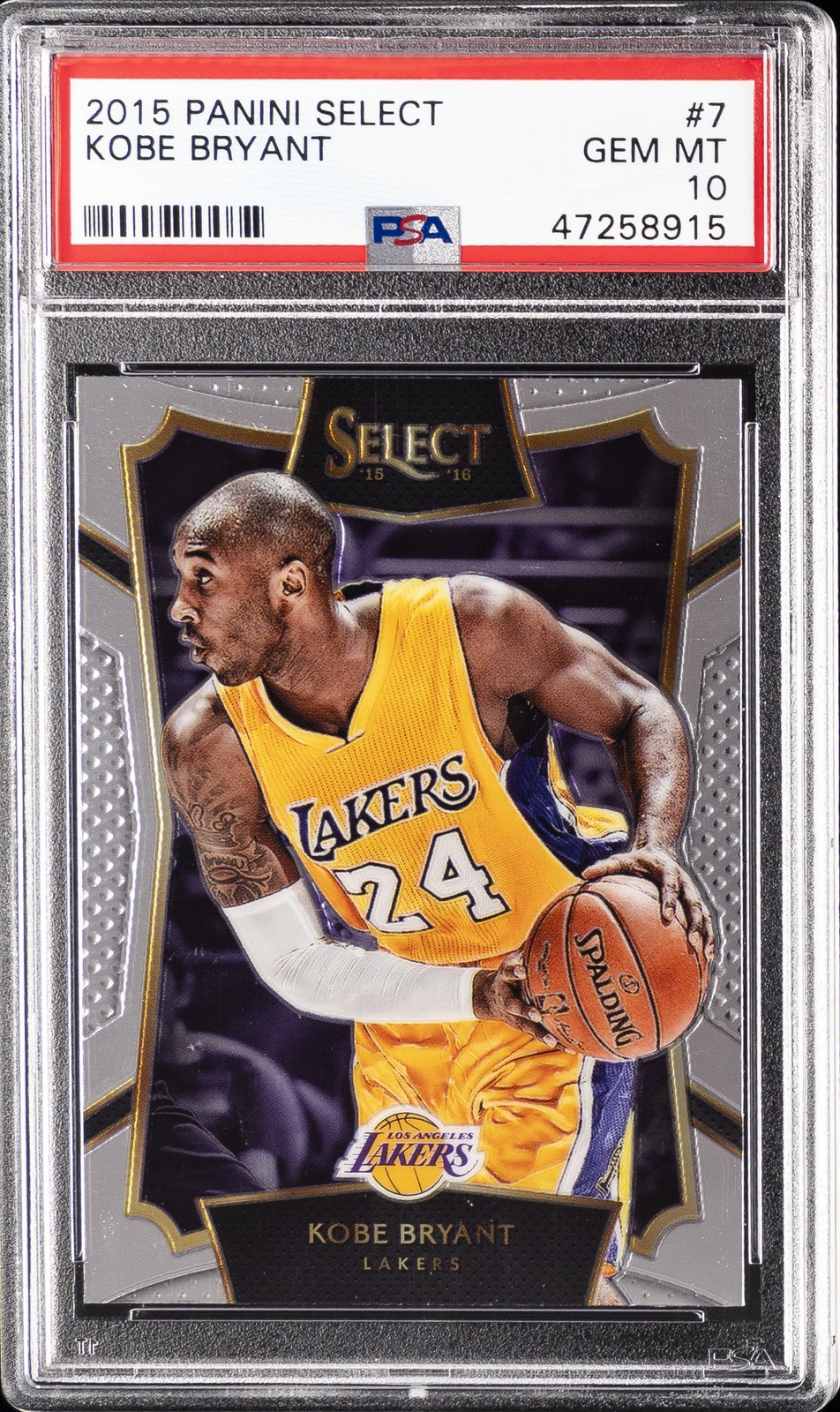 2015 PANINI SELECT #7 KOBE BRYANT PSA 10