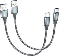  2-Pack, 1Ft Short USB Type C Cable,Portable USB-C Charger Nylon Braided Fast
