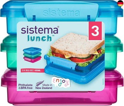 Sistema Brotdose Sandwichbox | 450 ml | stapelbare und luftdichte Lunchbox mit