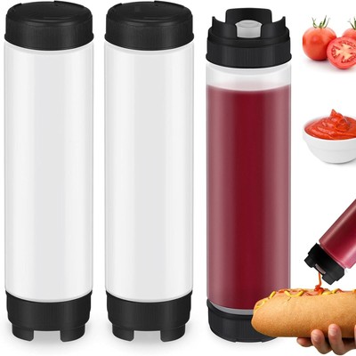 3 Stück doppelseitige Quetschsaucenflaschen für Tomaten Mayonnaise Gewürze