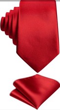 Tie for Boys 47.2" Self-Necktie Kids and Pocket Square Set Red