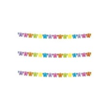 SET 3 FESTONI CARTA FARFALLE 3MT MULTICOLOR BANDIERINE COMPLEANNI NASCITA PARTY