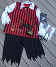 XXL Adult Pirate Halloween Costume with ACCESSORIES Hook Eyepatch Earrings 2X