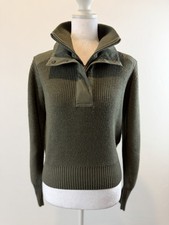 Athleta Merino Wool Blend Quarter-Zip Sweater Pullover XS Olive Green