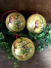 Vintage Christmas Ornaments C&F Enterprises Decoupage 3 Pc. Victorian Angels 4"