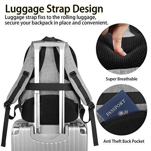 MATEIN 18.5 Inch Laptop TSA Approved Backpack, Extra Large Gray/Black w USB Port - Picture 5 of 19