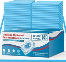 Tear-Resistant Incontinence Bed Pads 40'' x 36'' 50 Count with 130 Gram Heavy