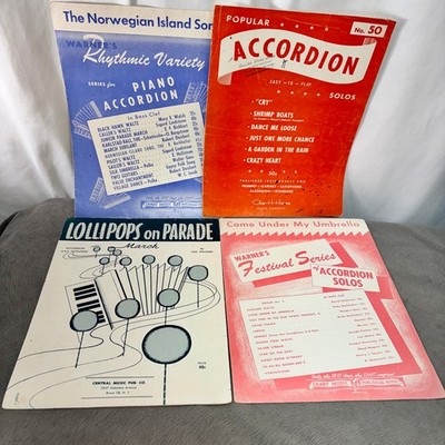 Accordion Sheet Music Booklets Lot of 4 Good Condition Popular Easy to Play