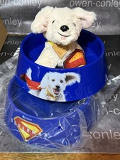 New Supergirl - 1 Krypto the Super Dog Plush & 2 Superman Dog Bowls - Ships Now