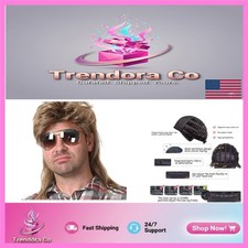 Adjustable Mullet Wig for Men - Versatile 80s Costume Accessory in Light Brown