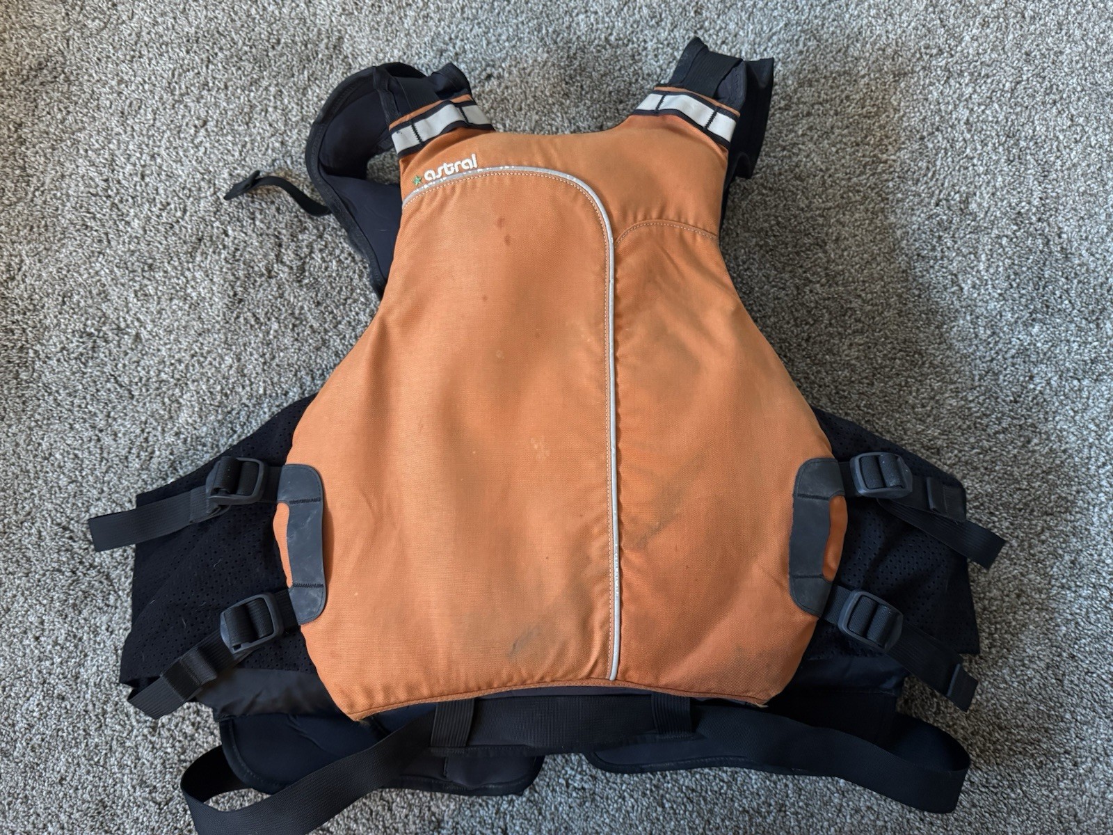 Astral Adult XL Kayaking or Sailing Orange PFD Life Jacket Vest Rafting Kapok