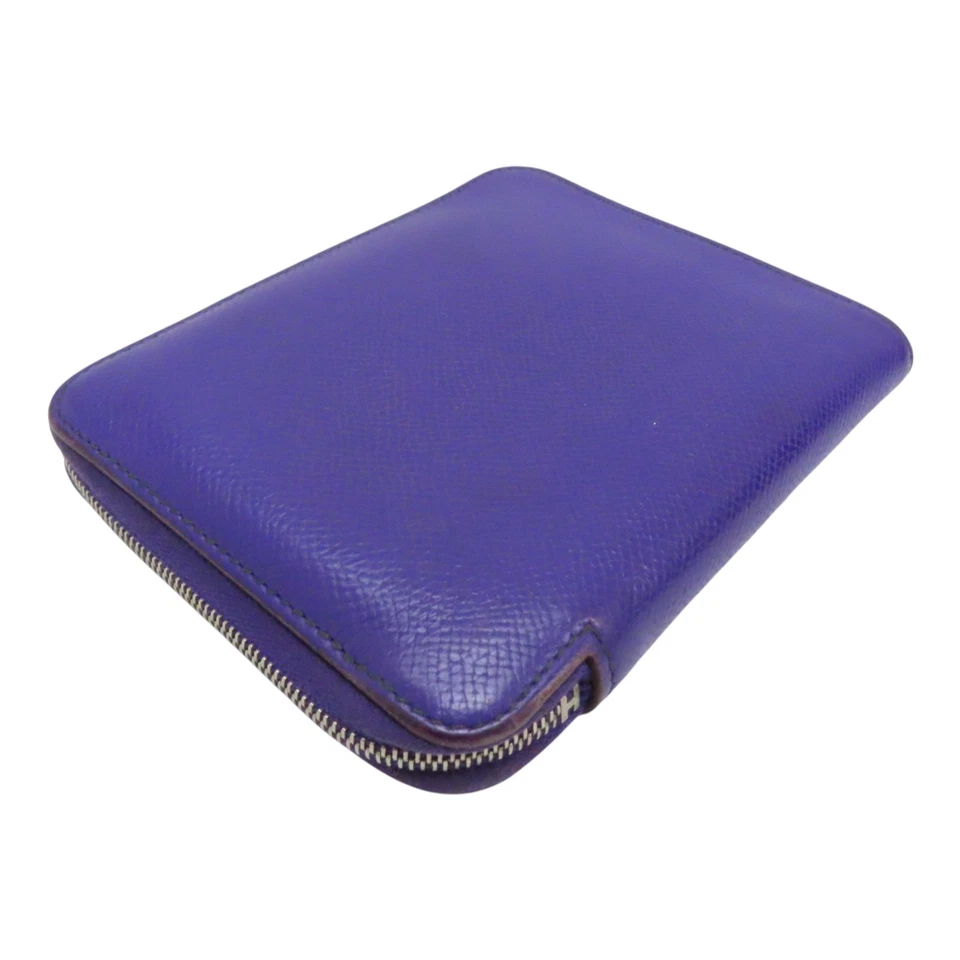 Cartera compacta HERMES Azap cuero Epsom púrpura □ sello P Foto 3 de 4