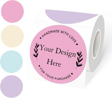 3 Inch Round Thermal Label Printer Stickers, Self-Adhesive Direct Thermal Labels