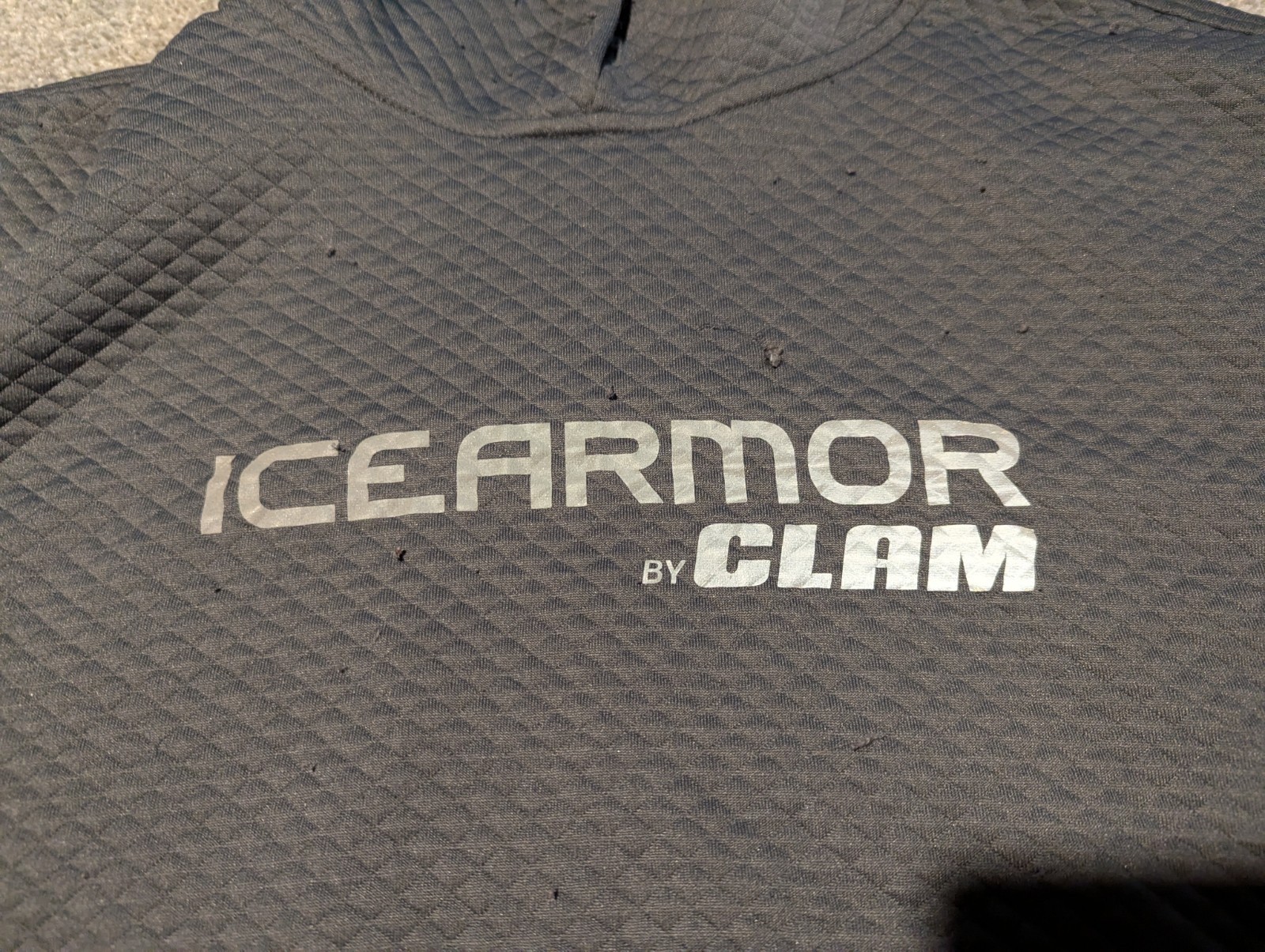 Clam Ice Armor Hoodie Mens XXL Gray Quilted Outdoor Fishing Sweater Sweatshirt